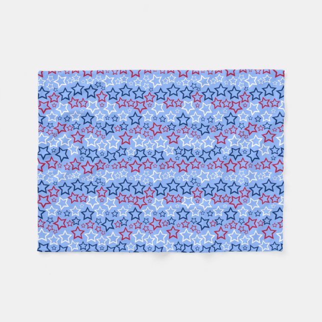 Velo Cobertor de Fleece com Estrelas Vermelhas, Brancas (Frente (Horizontal))