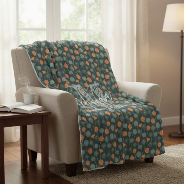 Velo Cobertor de Fleece com Floral Doodle e Monograma P (Criador carregado)