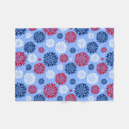 Velo Cobertor de Fleece com Flores Vermelhas, Brancas e