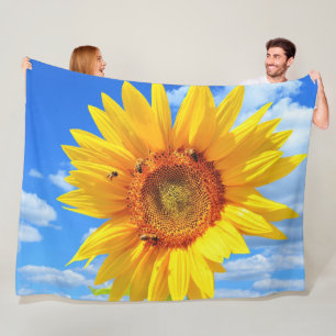 Velo Cobertor de Fleece com Girassol Amarelo