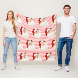 Velo Cobertor de Fleece com Listras Vermelhas e Brancas