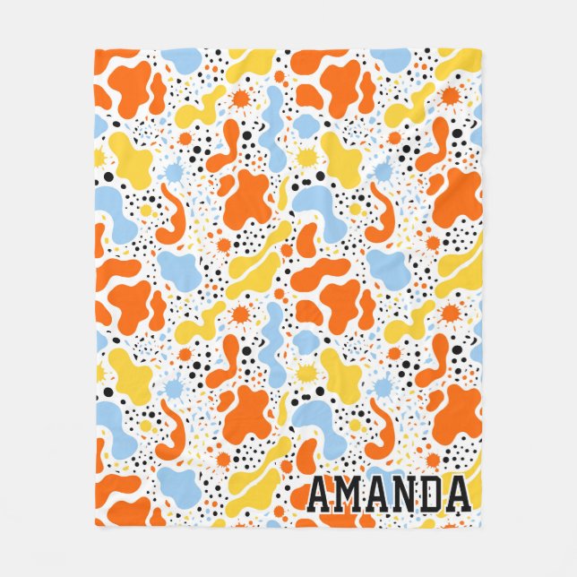 Velo Cobertor de Fleece com Mancha Abstrata Personaliza (Frente)