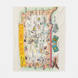Velo Cobertor de Fleece com Mapa Antigo de Dakota do Su