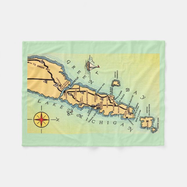 Velo Cobertor de Fleece com Mapa Antigo do Condado de D (Frente (Horizontal))
