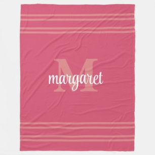 Velo Cobertor de Fleece com nome monograma rosa choque
