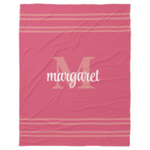 Cobertor de Fleece com nome monograma rosa escuro