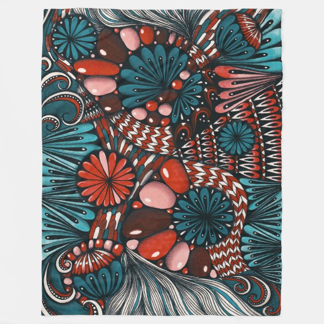 Velo Cobertor de Fleece com Padrão Artsy Zentangle Neur (Frente)