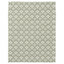 Cobertor de Fleece com Padrão Damask em Verde Salv