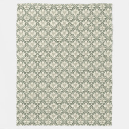 Velo Cobertor de Fleece com Padrão Damask em Verde Salv