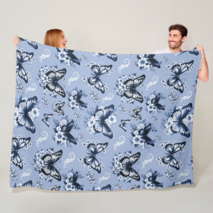 Velo Cobertor de Fleece com Padrão de Borboleta Azul