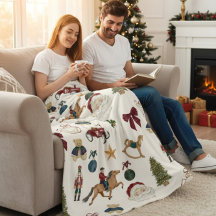Cobertor de Fleece com Padrão de Brinquedos de Nat