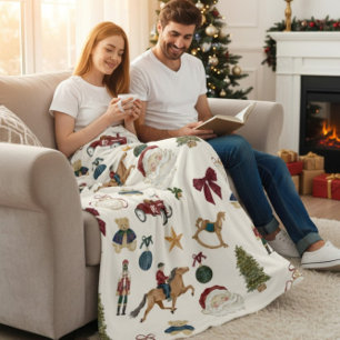 Velo Cobertor de Fleece com Padrão de Brinquedos de Nat