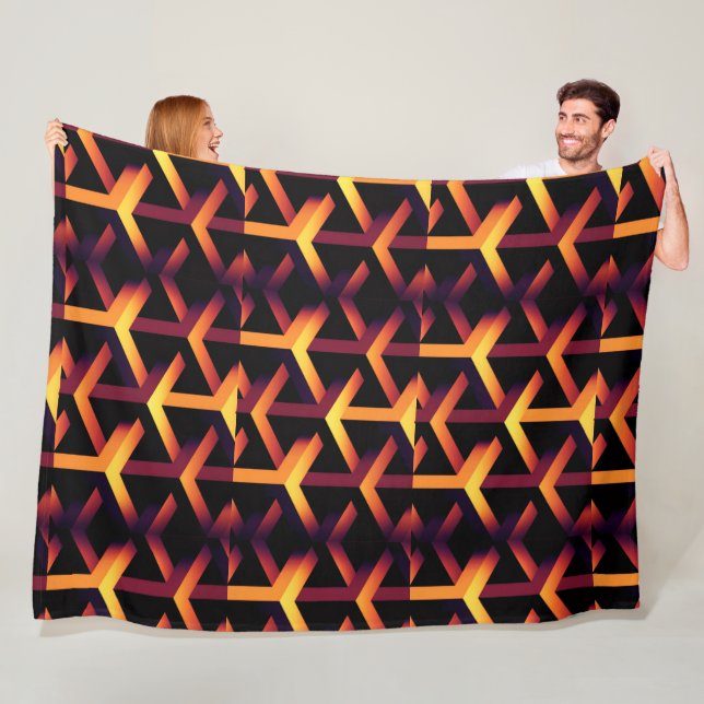Velo Cobertor de Fleece com Padrão de Ilusão Óptica 3D  (In Situ)