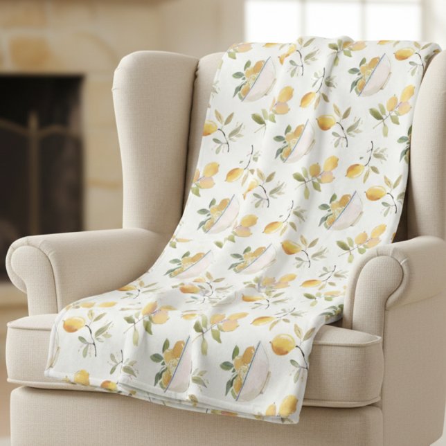 Velo Cobertor de Fleece com Padrão de Limão no Estilo C (sweet cute rustic lemon pattern fleece blanket )