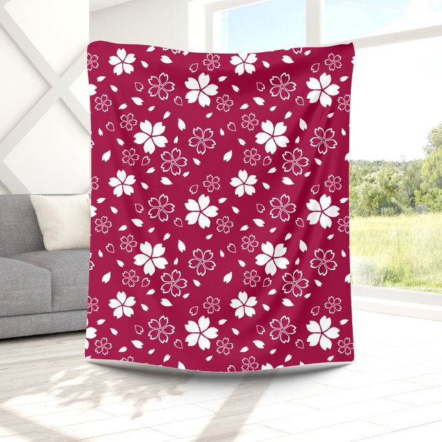 Velo Cobertor de Fleece com Padrão de Sakura Vermelha (Criador carregado)