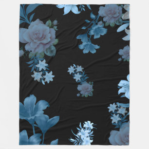 Velo Cobertor de Fleece com Padrão Floral em Teal Escur