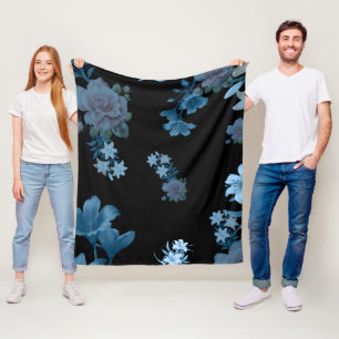 Velo Cobertor de Fleece com Padrão Floral em Teal Escur