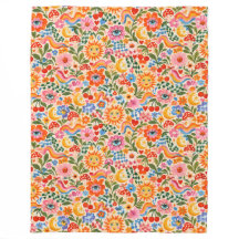 Cobertor de Fleece com Padrão Floral Retro