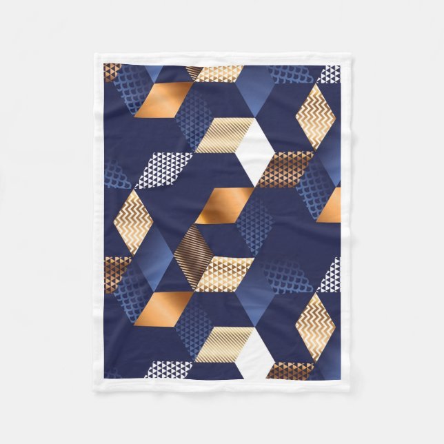 Velo Cobertor de Fleece com Padrão Geométrico Abstrato  (Frente)