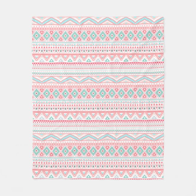 Velo Cobertor de Fleece com Padrão Tribal Pastel, Médio (Frente)