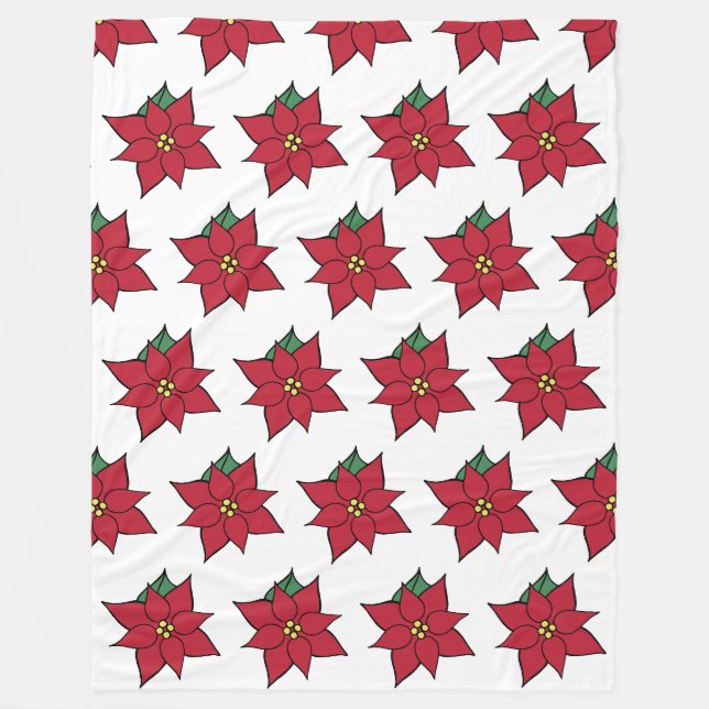 Velo Cobertor de Fleece com Poinsettia de Natal  (Frente)