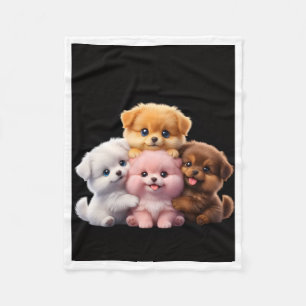 Velo Cobertor de Fleece com Quatro Cachorrinhos Fofos e