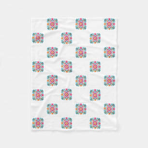 Velo Cobertor de Fleece com Remendo Floral Mexicano
