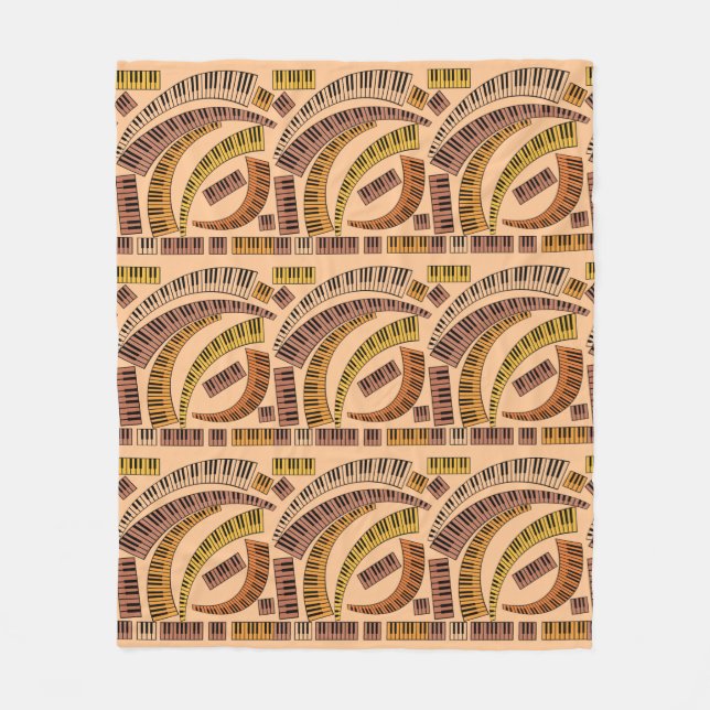 Velo Cobertor de Fleece com Teclas de Piano Curvas (Frente)