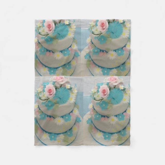 Velo Cobertor de fleece com tema de bolo de aniversário (Frente)