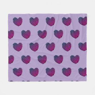 Velo Cobertor de Fleece Coração Roxo