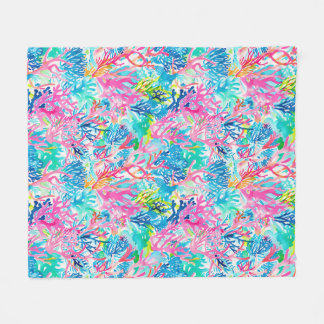 Velo Cobertor de Fleece Coral Tropical Chic Aguarela