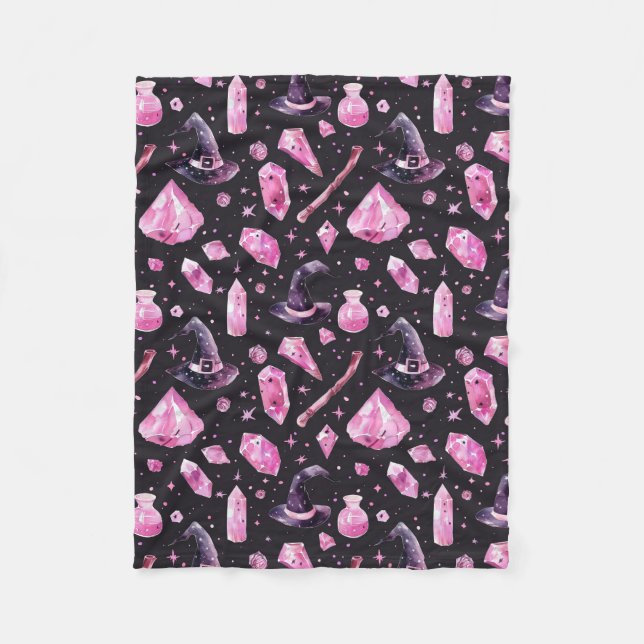 Velo Cobertor de Fleece da Bruxa Cor-de-Rosa (Frente)