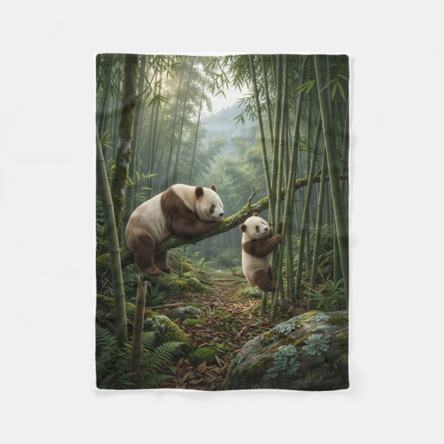 Velo Cobertor de Fleece da Floresta de Bambu dos Pandas (Frente)