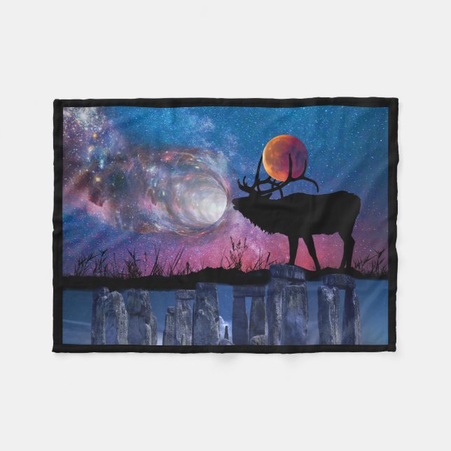 Velo Cobertor de Fleece da Lua de Samhain Galáxia Stone (Frente (Horizontal))