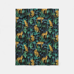 Velo Cobertor de Fleece da Selva com Leopardo Escuro