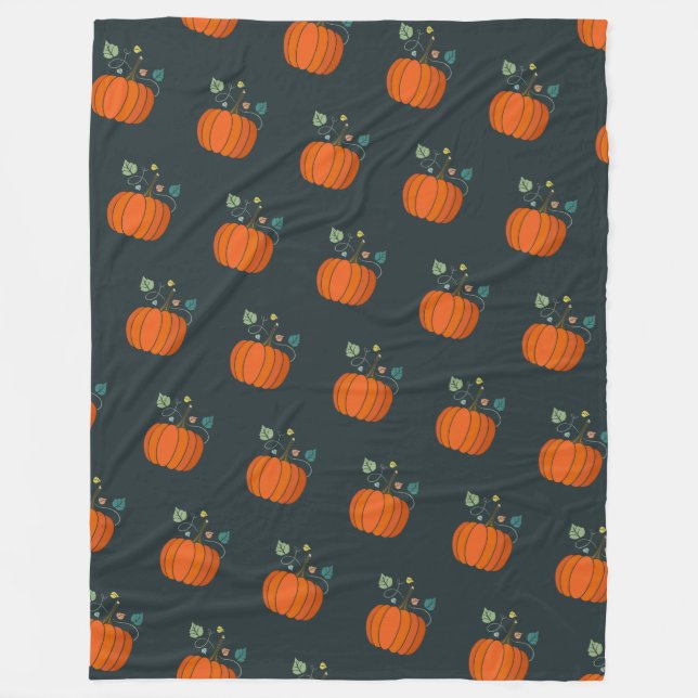 Velo Cobertor de Fleece de Abóbora de Halloween Preto (Frente)