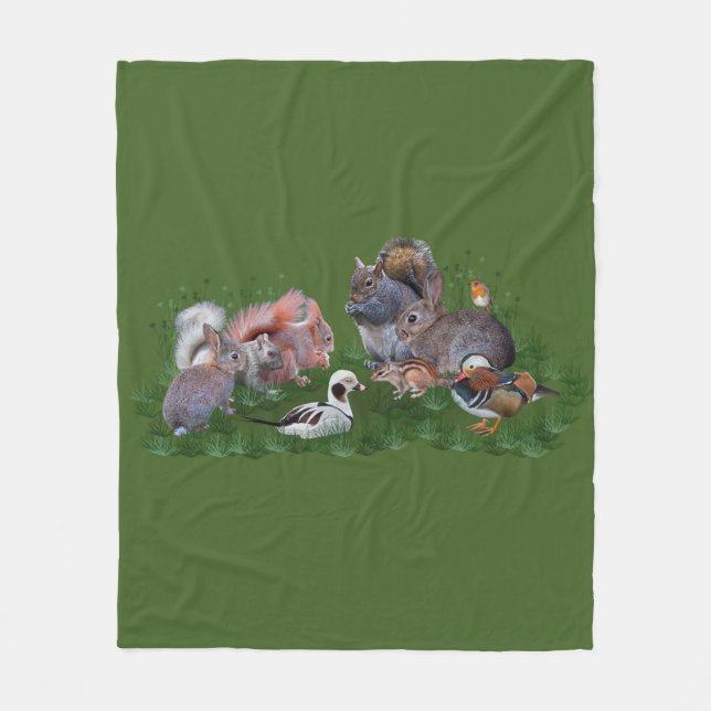 Velo Cobertor de Fleece de Animais da Floresta (Frente)