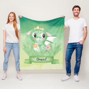 Velo Cobertor de Fleece de Bebê Dragão Aquarela Fofa