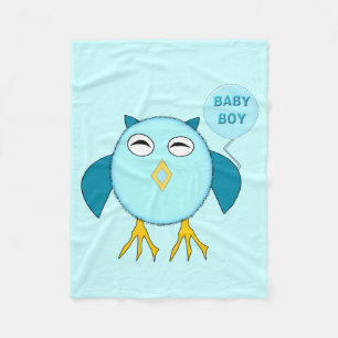 Velo Cobertor de Fleece de Bebê Menino Azul Fofo Coruja