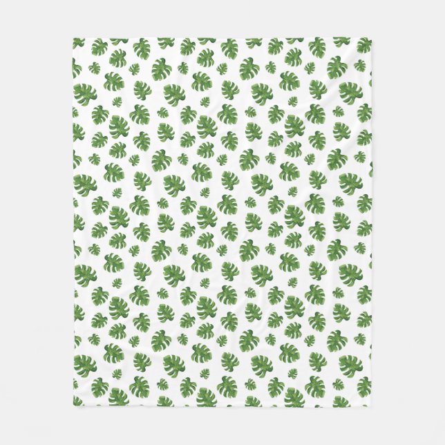 Velo Cobertor de Fleece de Folha de Monstera (Frente)