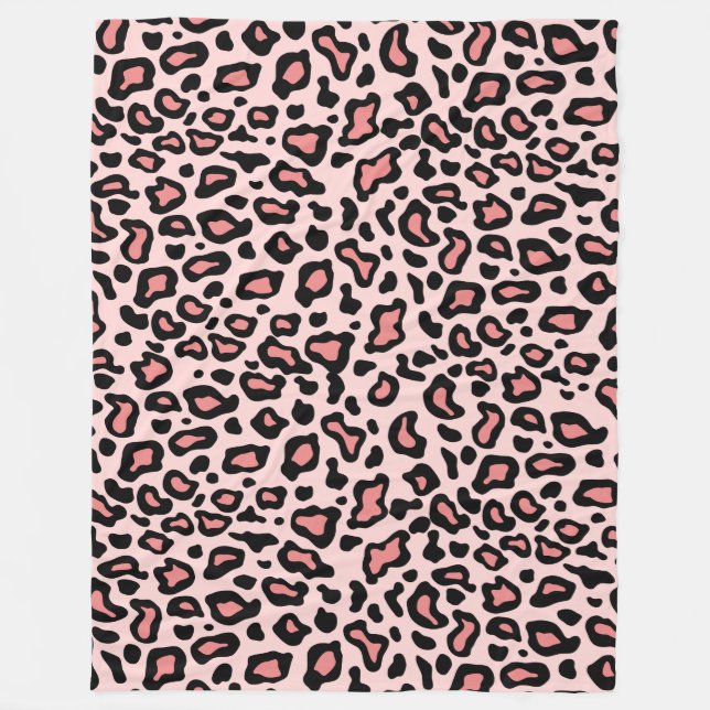 Velo Cobertor de Fleece de Leopardo Rosa Presente (Frente)