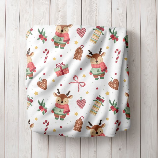 Velo Cobertor de Fleece de Natal Personalizado com Rena (Criador carregado)