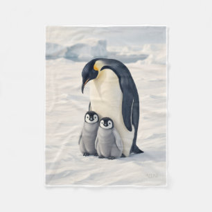 Velo Cobertor de Fleece de Pinguins Fofos na Paisagem N