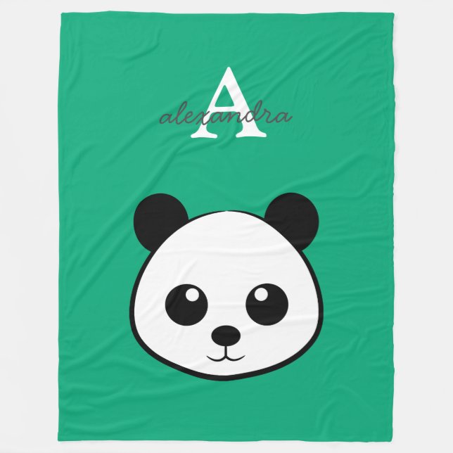 Velo Cobertor de Fleece de Urso Panda Fofo | Personaliz (Frente)
