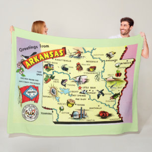 Velo Cobertor de Fleece do Mapa Colorido do Arkansas