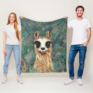 Velo Cobertor de Fleece Engraçado de Lhama Bebê Curioso