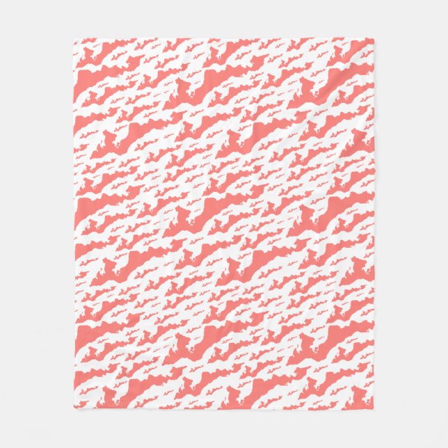 Velo Cobertor de Fleece Fishers Island – Rosa/Branco (Frente)