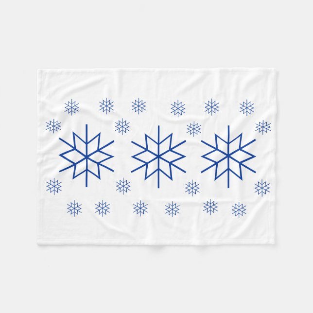 Velo Cobertor de Fleece - Floco de Neve Azul (Frente (Horizontal))