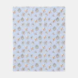 Velo Cobertor de Fleece Flocos de Neve e Brilhos de Inv