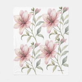 Velo Cobertor de Fleece Flor Rosa Bege Estético